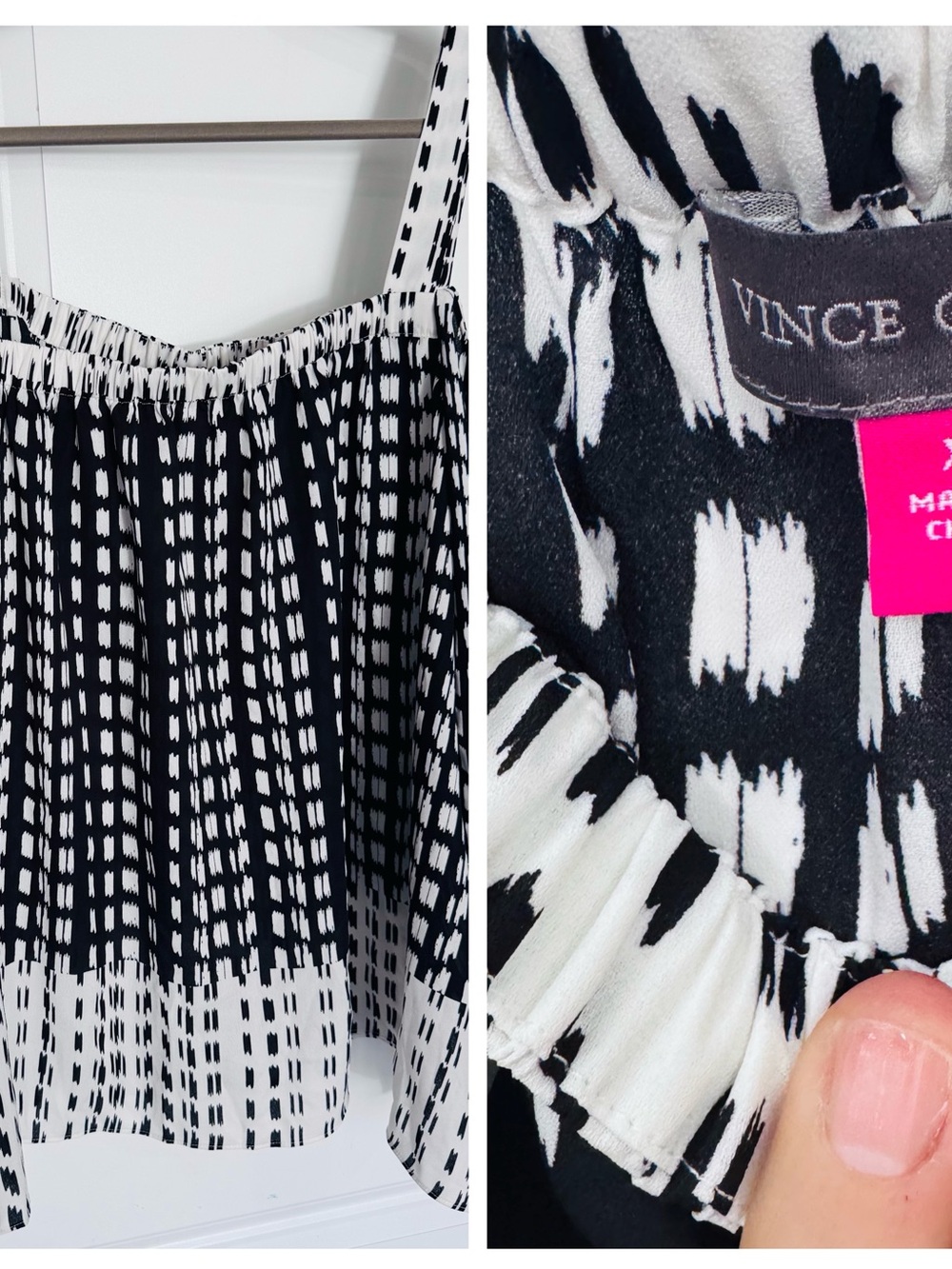 Vince Camuto Black and White Printed Sleeveless Camisole